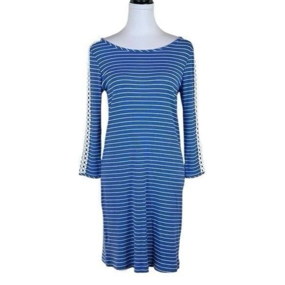 Lilly Pulitzer Blue and White Striped Long Sleeve Dress